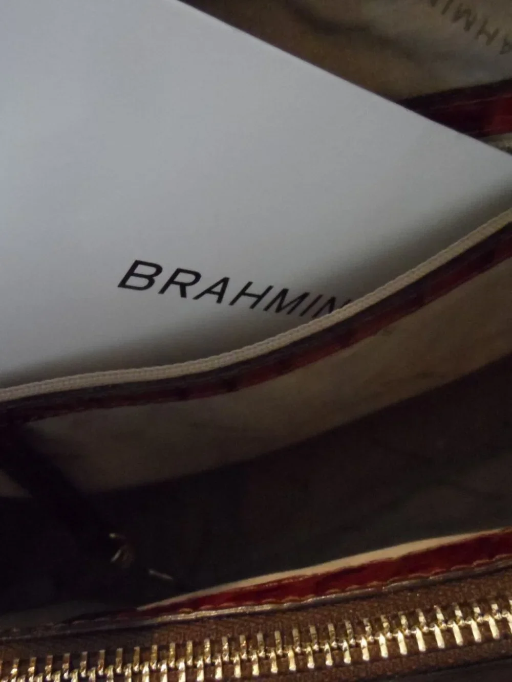 New Brahmin Elisa Pecan Melbourne Leather Handbag